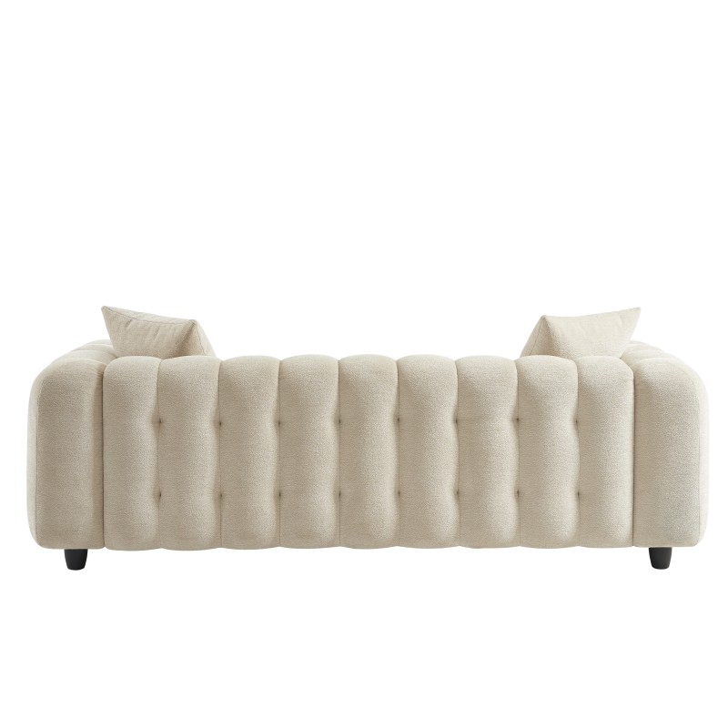 Canapé droit TOBI en tissu beige fixe 3 places