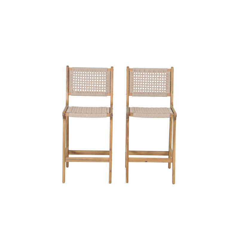 Lot de 2 tabourets de bar KUTA en corde hauteur d'assise 66 cm