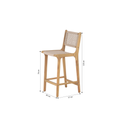 Lot de 2 tabourets de bar KUTA en corde hauteur d'assise 76 cm