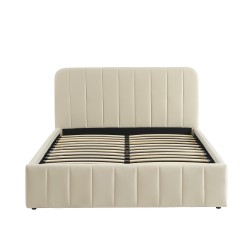 Lit coffre SIMI velours beige 140x190 sommier inclus