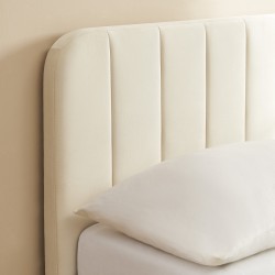 Lit coffre SIMI velours beige 140x190 sommier inclus