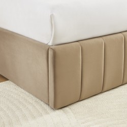 Lit coffre SIMI velours marron 140x190 sommier inclus