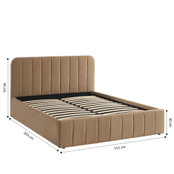 Lit coffre SIMI velours marron 140x190 sommier inclus