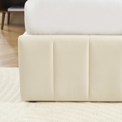 Lit coffre SIMI velours beige 160x200 sommier inclus