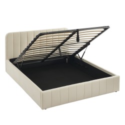 Lit coffre SIMI velours beige 160x200 sommier inclus