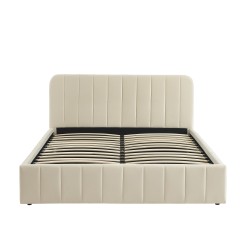 Lit coffre SIMI velours beige 160x200 sommier inclus