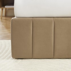 Lit coffre SIMI velours marron 160x200 sommier inclus