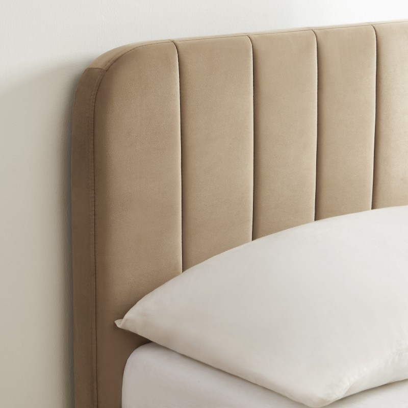 Lit coffre SIMI velours marron 160x200 sommier inclus