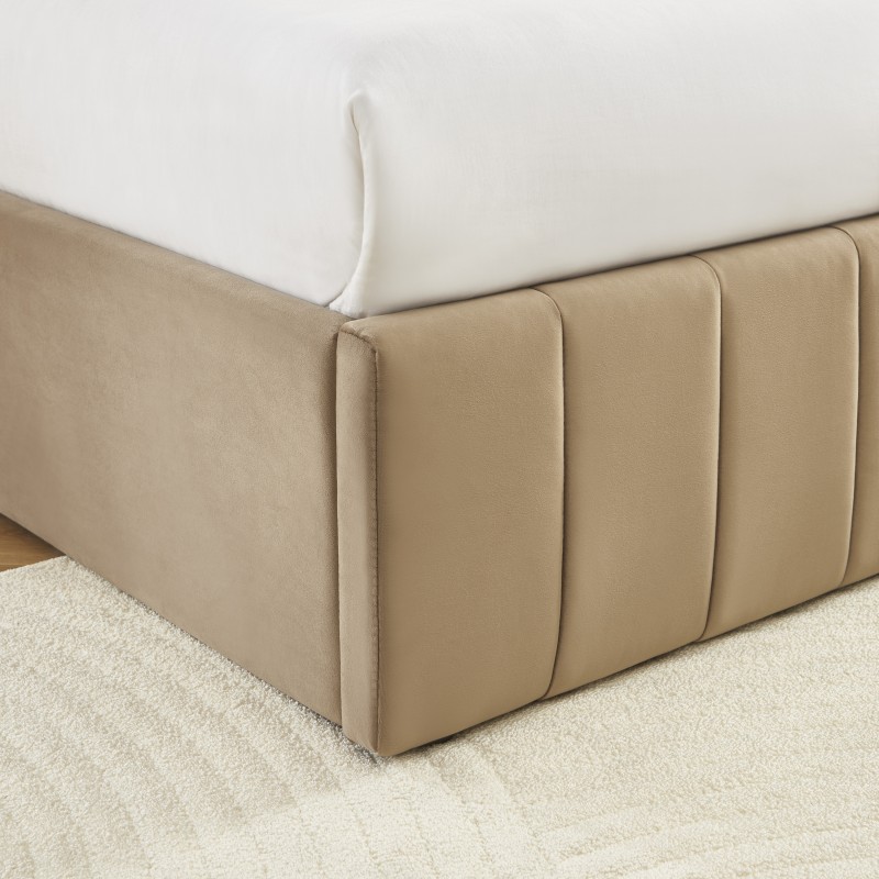 Lit coffre SIMI velours marron 160x200 sommier inclus
