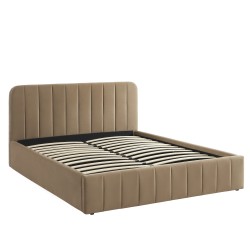 Lit coffre SIMI velours marron 160x200 sommier inclus