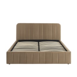 Lit coffre SIMI velours marron 160x200 sommier inclus