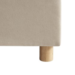 Lit coffre TSUKI velours beige sable cannage 160x200 sommier inclus