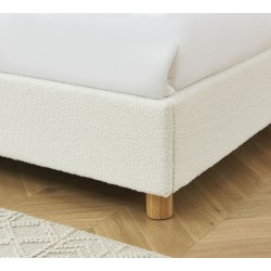 Lit coffre TSUKI bouclette écru et cannage sommier 160x200 inclus