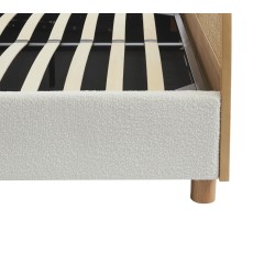 Lit coffre TSUKI bouclette écru et cannage sommier 160x200 inclus