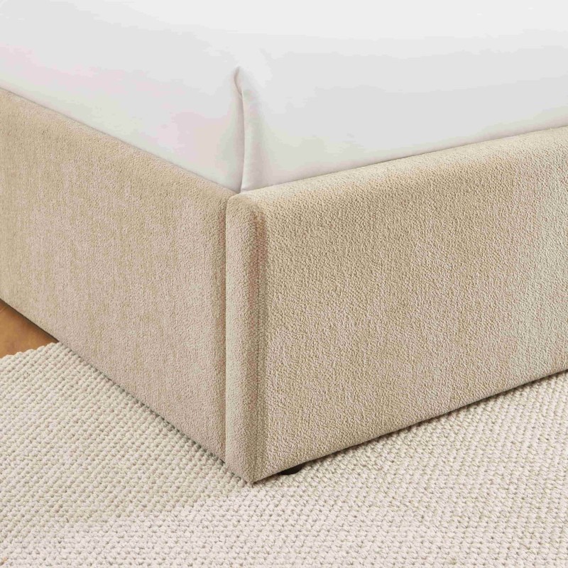 Lit coffre MARCY tissu chenille grege 140x190 sommier inclus