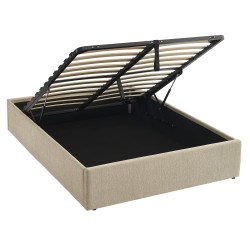 Lit coffre MARCY tissu chenille grege 140x190 sommier inclus