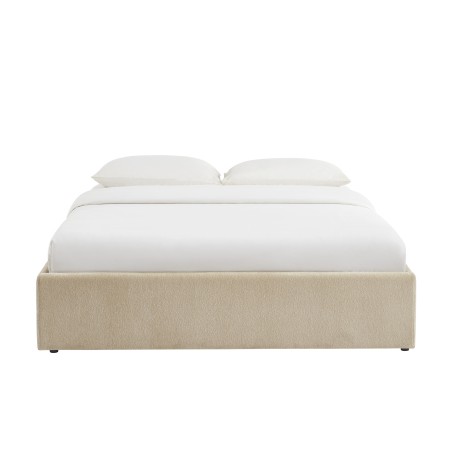 Lit coffre MARCY tissu chenille grege 160x200 sommier inclus