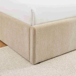 Lit coffre MARCY tissu chenille grege 160x200 sommier inclus