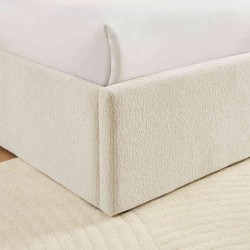 Lit coffre MARCY tissu chenille beige 160x200 sommier inclus