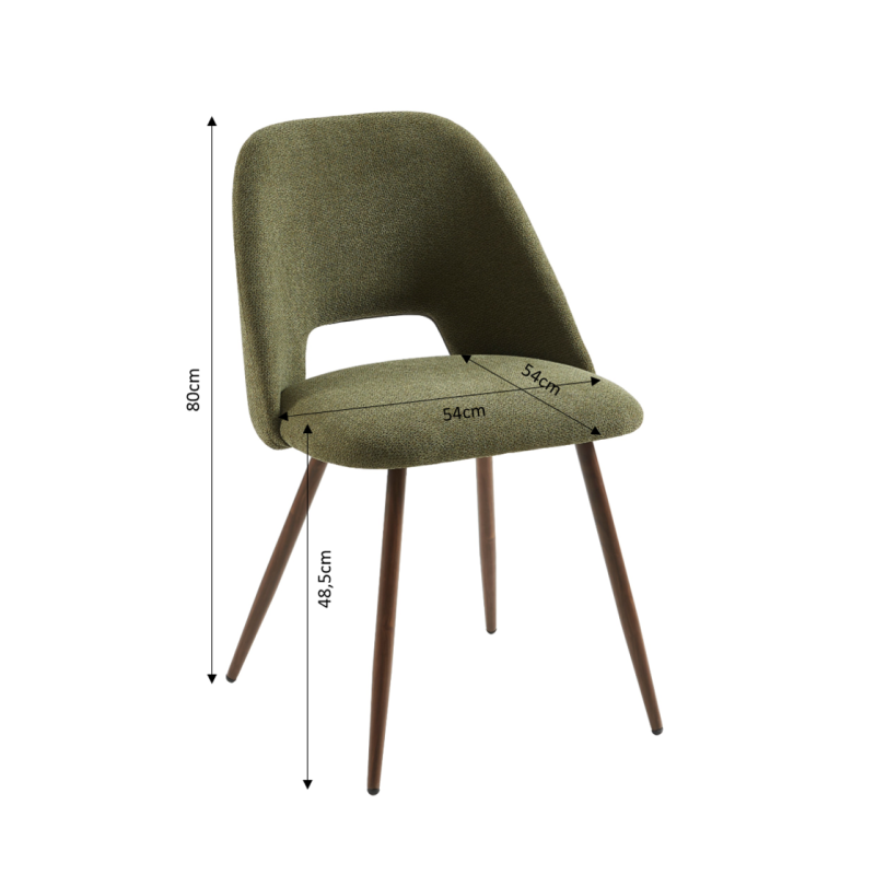 Lot de 2 chaises ELISABETH tissu vert pieds effet chêne
