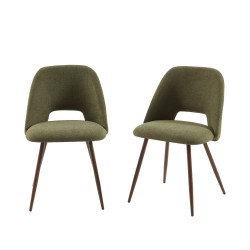 Lot de 2 chaises ELISABETH tissu vert pieds effet chêne