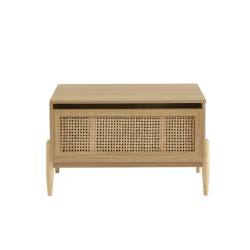 Coffre à jouet PABLO effet chêne et cannage rotin