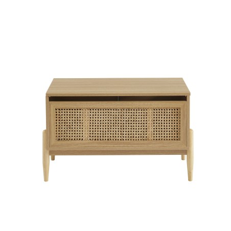 Coffre à jouet PABLO effet chêne et cannage rotin