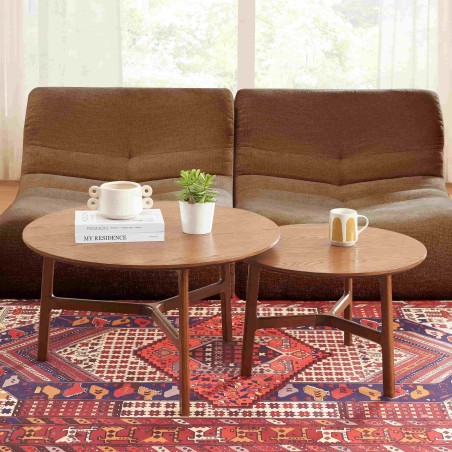 Tables gigognes DOLLY en placage frêne couleur noyer 