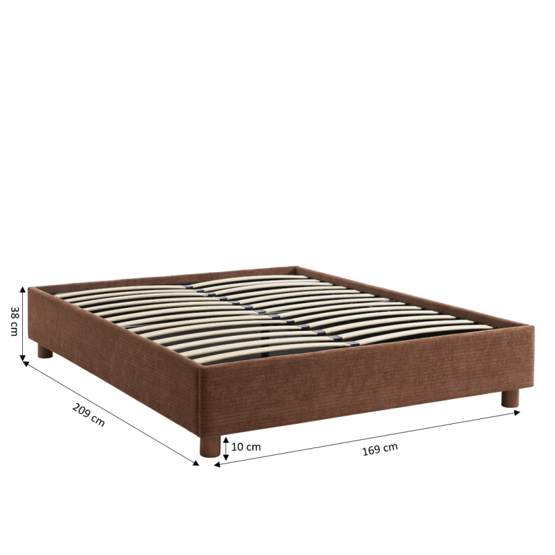 Lit coffre KORALL tissu bouclettes écru 160x200 sommier