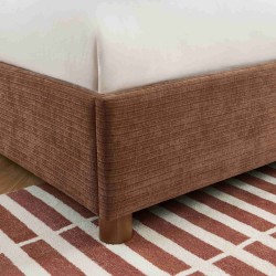 Lit coffre KORALL tissu bouclettes écru 160x200 sommier