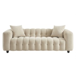 Canapé droit TOBI en tissu beige fixe 3 places