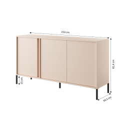 Buffet HULDA beige 3 portes 153cm