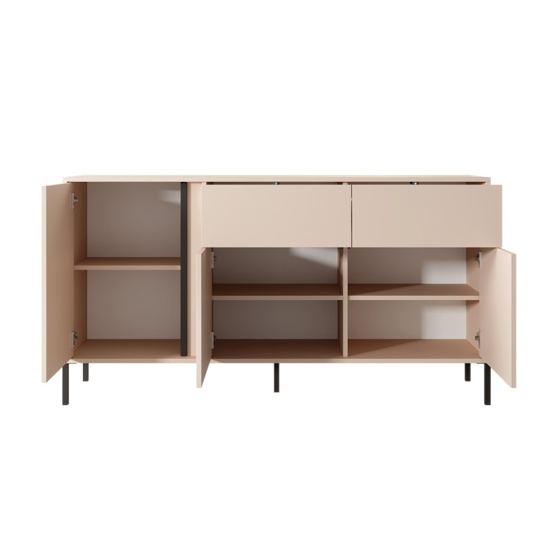 Buffet HULDA beige 3 portes 2 tiroirs 153cm