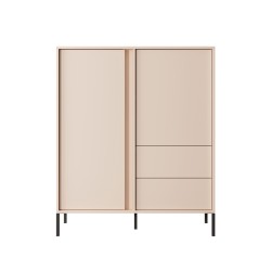 Buffet haut HULDA beige 2 portes 2 tiroirs 104cm
