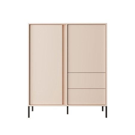 Buffet haut HULDA beige 2 portes 2 tiroirs 104cm