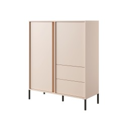 Buffet haut HULDA beige 2 portes 2 tiroirs 104cm
