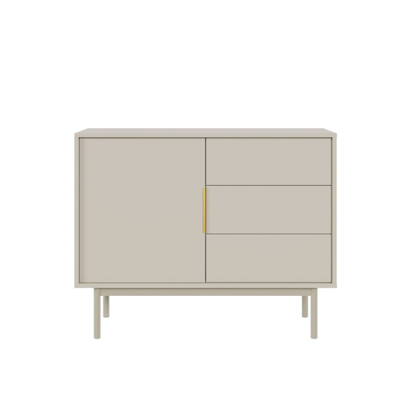 Buffet JONA coloris cachemire 1 porte 3 tiroirs 104cm