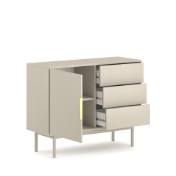 Buffet JONA coloris cachemire 1 porte 3 tiroirs 104cm