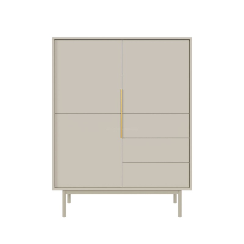 Buffet JONA coloris cachemire 3 portes 3 tiroirs 104cm