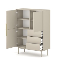 Buffet JONA coloris cachemire 3 portes 3 tiroirs 104cm