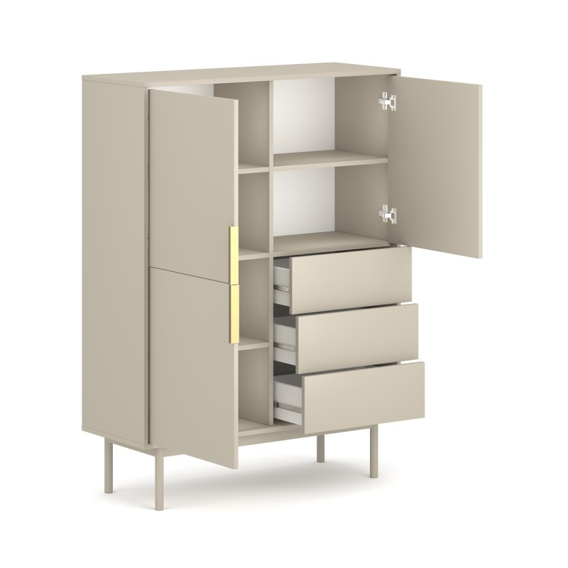 Buffet JONA coloris cachemire 3 portes 3 tiroirs 104cm