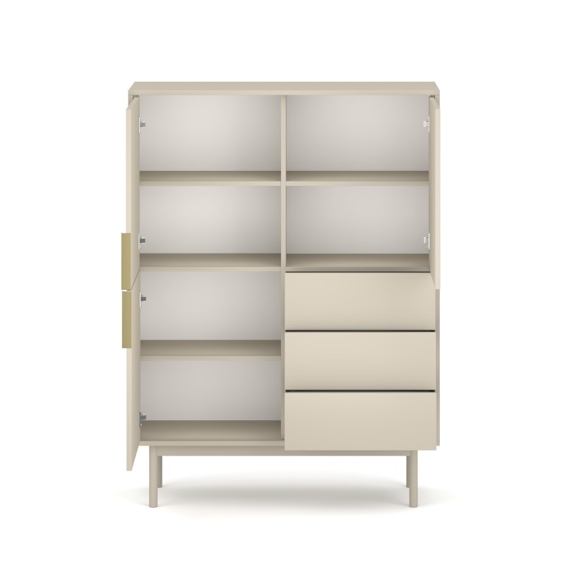 Buffet JONA coloris cachemire 3 portes 3 tiroirs 104cm