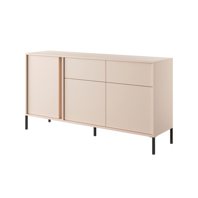Buffet HULDA beige 3 portes 2 tiroirs 153cm