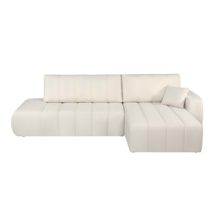 Canapé d'angle droit convertible 4/5 places BELEM tissu chenille écru