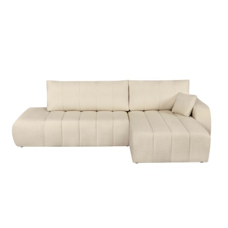 Canapé d'angle droit convertible BELEM 4/5 places tissu bouclette écru
