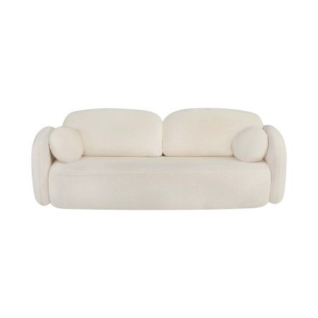 Canapé droit convertible CARLOTTA 3 places tissu chenille écru