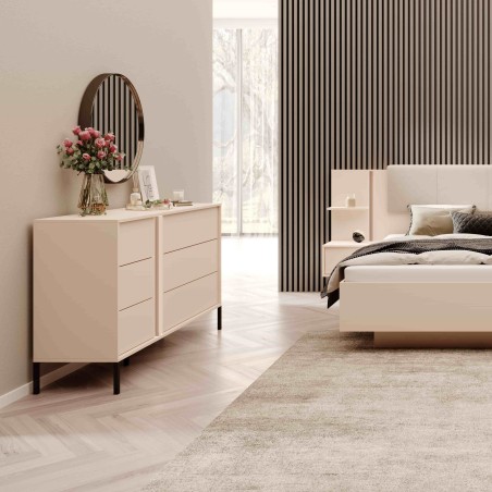 Commode 6 tiroirs HULDA beige 137cm