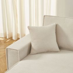 Canapé d'angle convertible et réversible 4 places ZOLA velours côtelé beige