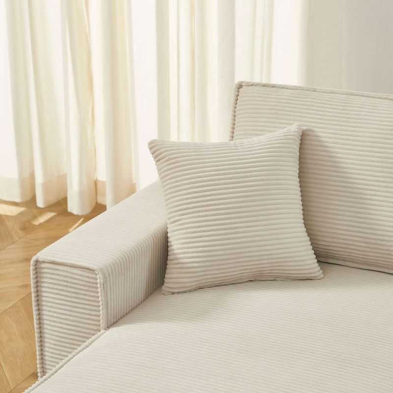 Canapé d'angle convertible et réversible 4 places ZOLA velours côtelé beige