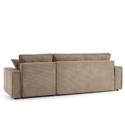 Canapé d'angle convertible et réversible 4 places ZOLA velours côtelé grège